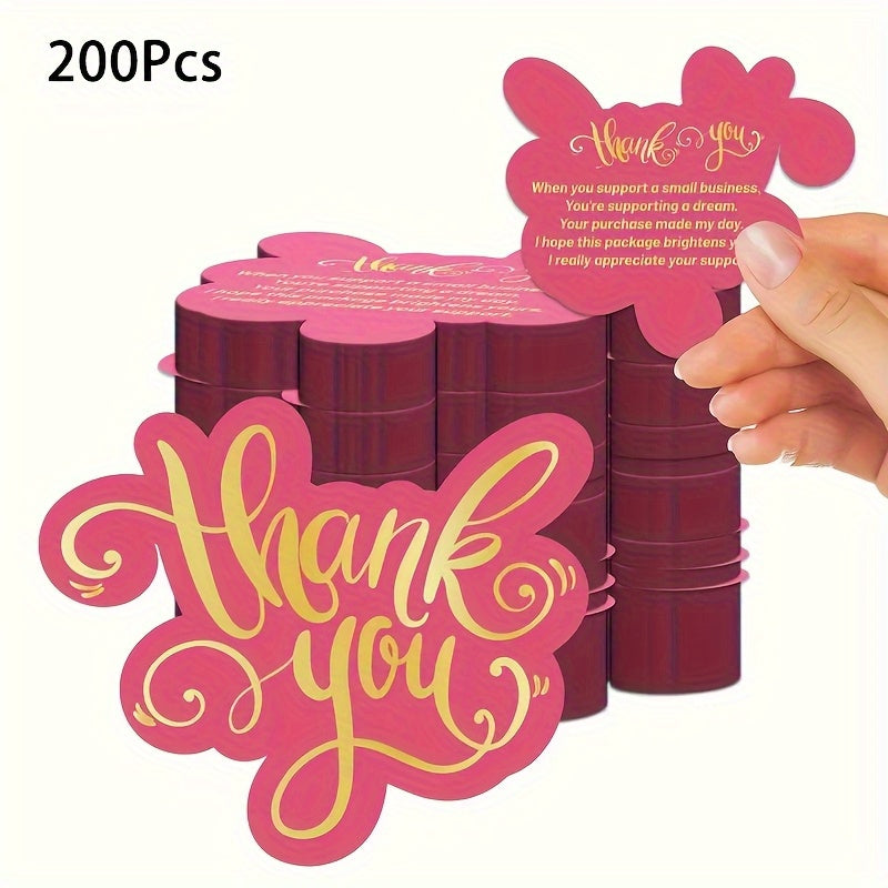 200pcs Double-Sided Pink Matte Finish Thank You Cards - Small Appreciation Cards for Weddings, Birthdays, Customer Gratitude, Easter, Valentine’s Day, Mother’s Day, Grandparents Day - Build Loyalty & Express Thanks, Occas